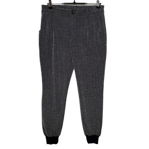 Free People Joggers Pants Womens 6 Black Gray Measures 31x28 Herringbone Pockets